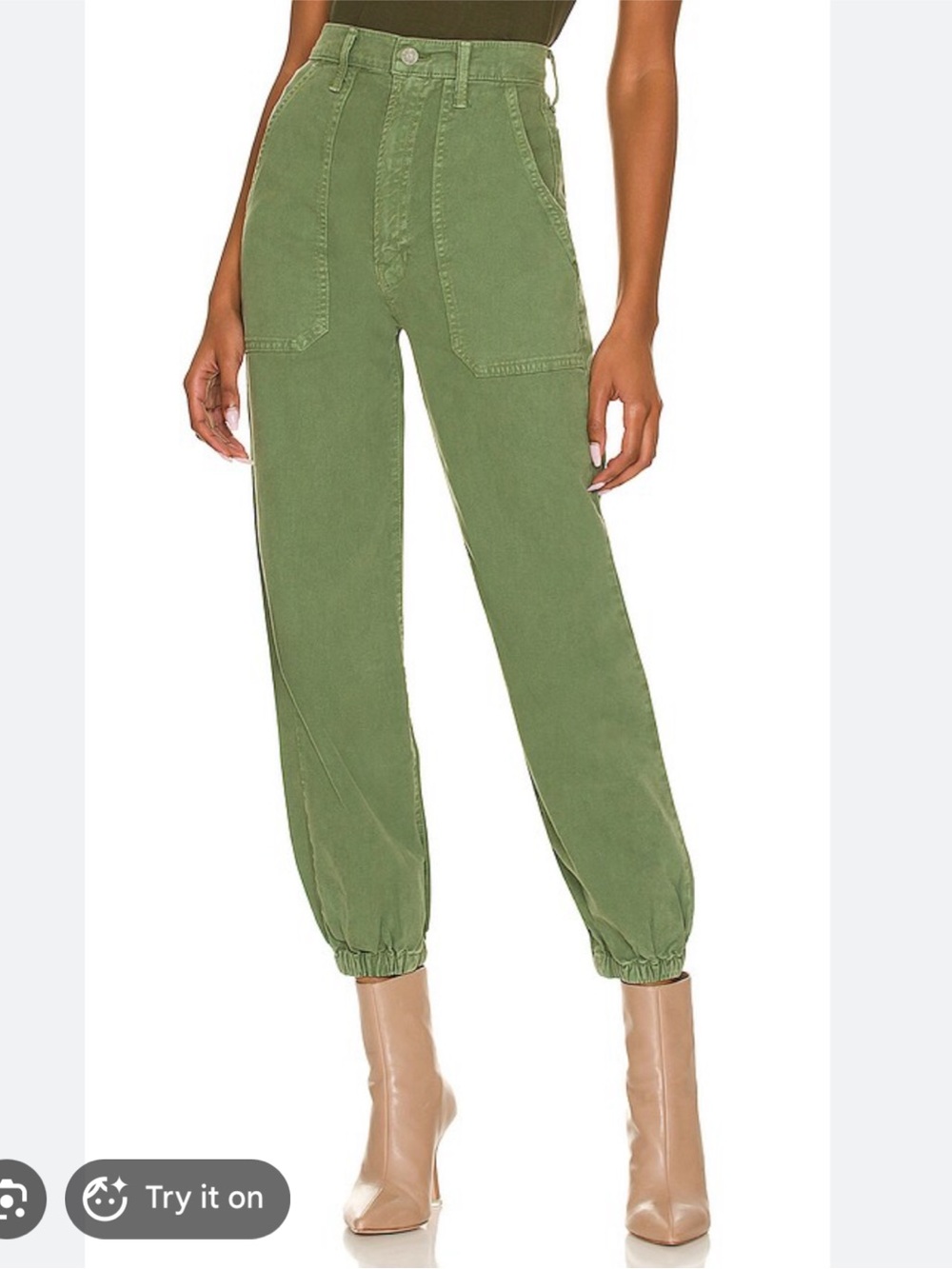 MOTHER The Wrapper Patch Springy Ankle in Chalk Avocado Size 28 NWT